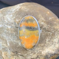 Navajo Bumble Bee Jasper Ring | Sterling Silver | Sz 8 Adjustable | Authentic Native American Handmade | 11542