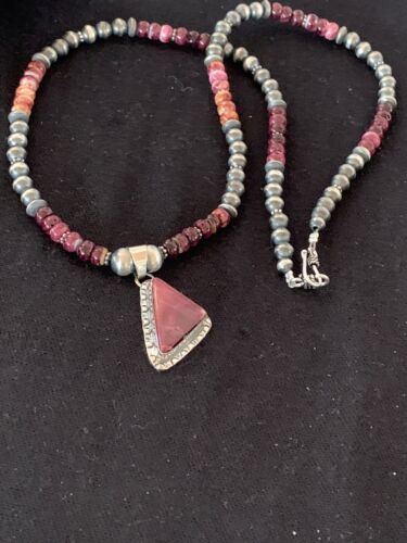 Navajo Purple Spiny Oyster Pendant Necklace | Sterling Silver Pearls | Authentic Native American Handmade | 4595