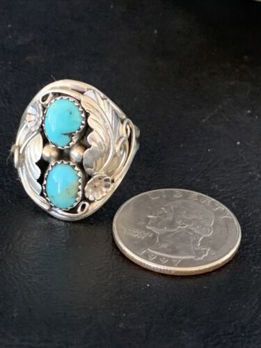 Navajo Kingman Turquoise Multi-Stone Ring | Authentic Native American Sterling Silver | Sz 12 | 14167