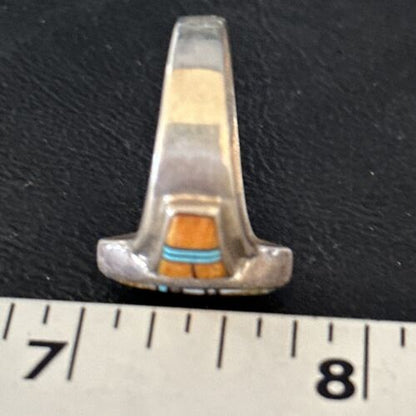 Native American Women's Navajo Blue Turquoise Spiny Oyster Inlay Ring | Sz 9.5 | 14561