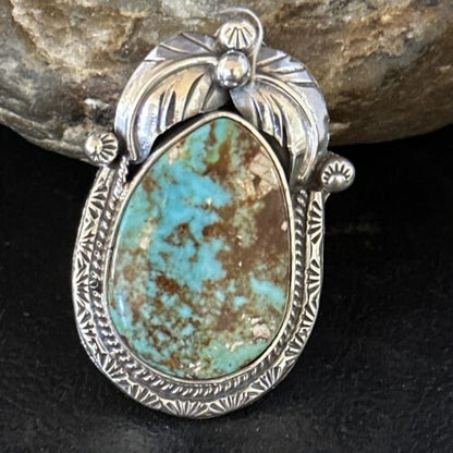 Navajo Blue Turquoise Ring | Sterling Silver | Sz 9 | Authentic Native American Handmade | 14288