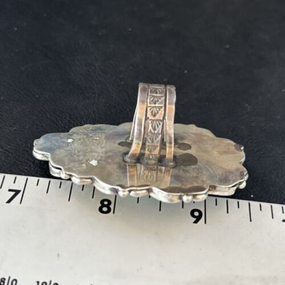 Native American Sterling Silver Blue Turquoise #8 Ring | Sz 9 | 14549 - Masha USA