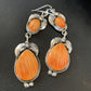 Navajo Orange Spiny Oyster Dangle Earrings | Sterling Silver | Authentic Native American Handmade | 12201