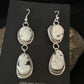Navajo White Buffalo Turquoise Dangle Earrings | Sterling Silver | 2" | Authentic Native American Handmade | 14712
