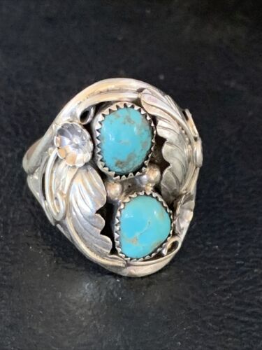 Navajo Kingman Turquoise Multi-Stone Ring | Authentic Native American Sterling Silver | Sz 11 | 14177