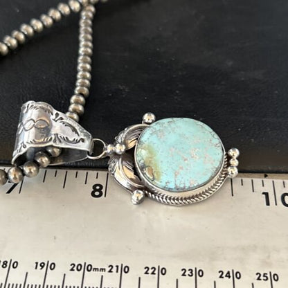 Navajo Blue Golden Hills Pendant Necklace | Sterling Silver | Authentic Native American Handmade | 14599