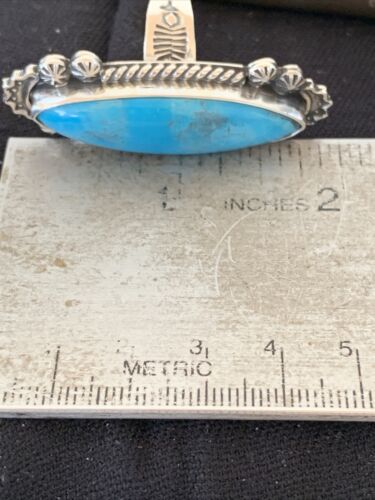 Native American Women's Navajo Blue Kingman Turquoise Ring | Sterling Silver | Sz 8 | 1010