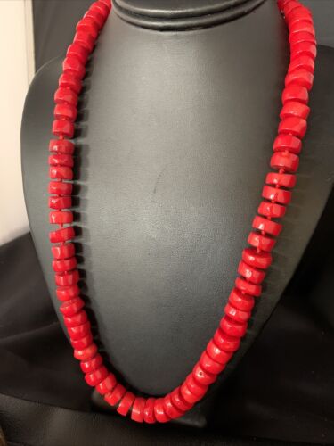 Women's Navajo Native American Bamboo Coral Strand Necklace | Sterling Silver | 24" | 13520