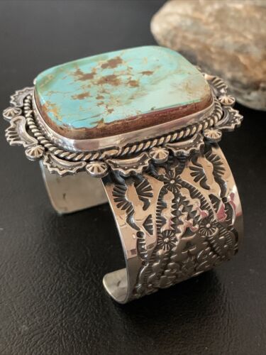 Native American Men's Navajo Royston Turquoise Cuff Bracelet | Sterling Silver | 1414