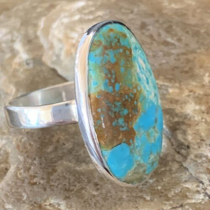 Navajo Blue Kingman Turquoise Ring | Sterling Silver | Sz 8 | Authentic Native American Handmade | 12794