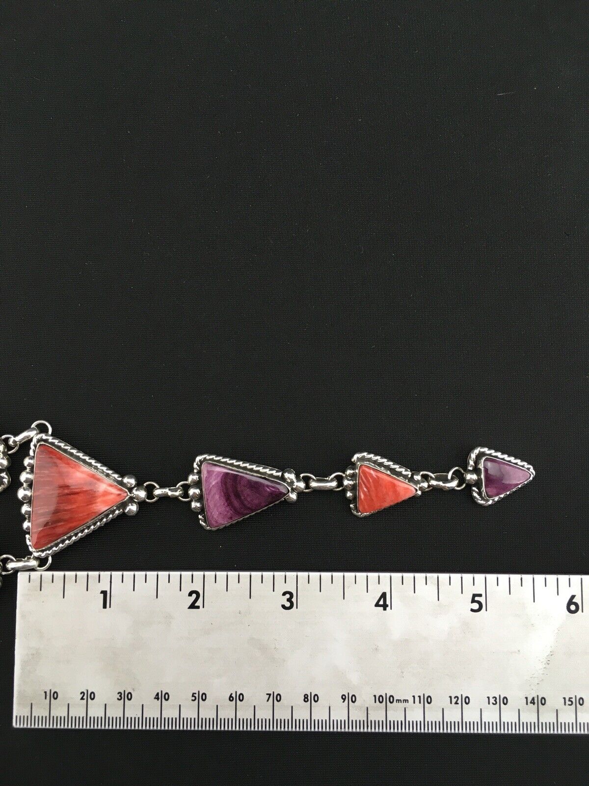 Navajo Spiny Oyster Pendant Necklace | Sterling Silver Lariat | Authentic Native American Handmade | 4904