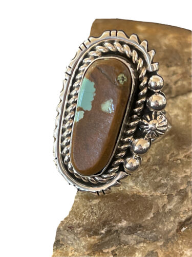 Native American Navajo Sterling Silver #8 Turquoise Ring | Sz 10.5 | 1133