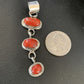 Navajo Red Coral Multi-Stone Necklace Pendant | Authentic Native American Sterling Silver | Multi-Stone | 13244