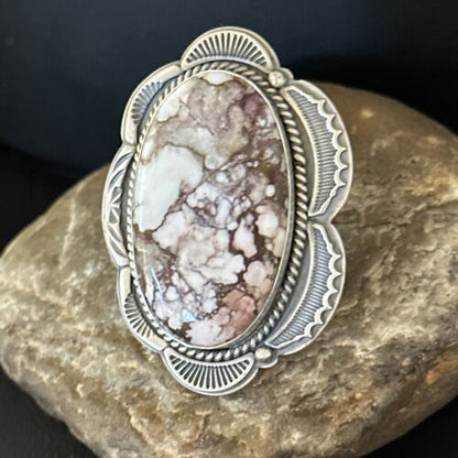 Adjustable Wild Horse Turquoise Ring | Sz 8 | Sterling Silver | Authentic Native American Handmade | 14318