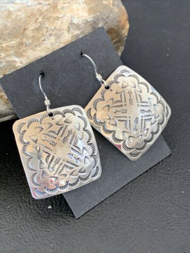 Native American Navajo Dangle Earrings | Sterling Silver Stamped | Handmade | 1659