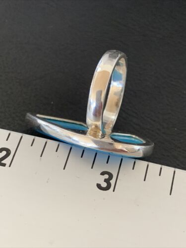 Navajo Women's Blue Kingman Turquoise Ring | Sterling Silver | Sz 9 | Authentic Native American Handmade | 11618