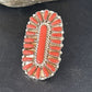Navajo Red Coral Cluster Ring | Authentic Native American Sterling Silver | Multi-Stone | Sz 7 | 14570
