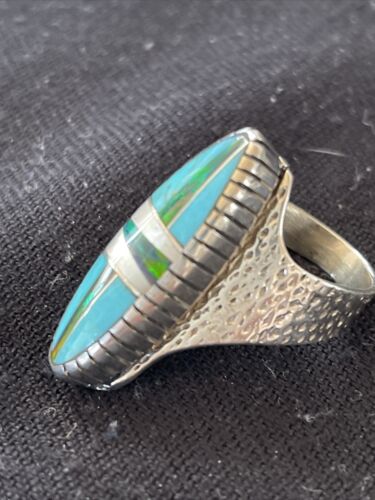 Navajo Multi-Color Opal & Turquoise Inlay Ring | Sterling Silver | Sz 7 | Authentic Native American Handmade | 1580