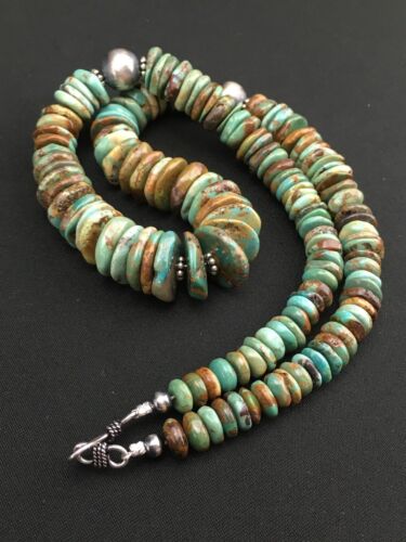 Navajo Graduated Turquoise Necklace | Sterling Silver | Authentic Native American | 21" | 1242