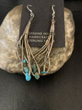 Old Pawn Liquid Silver Heishi Dangle Earrings | Turquoise Sterling | 2" | 13035