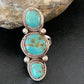 Navajo Sterling Silver Blue Turquoise Ring | 3-Stone | Sz 9 | Native American Handmade | 13615
