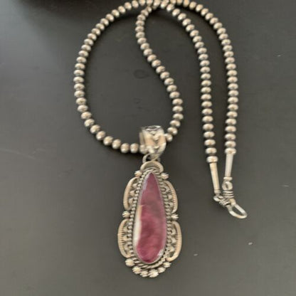 Navajo Purple Spiny Oyster Pendant Necklace | Sterling Silver | Authentic Native American Handmade | 11307