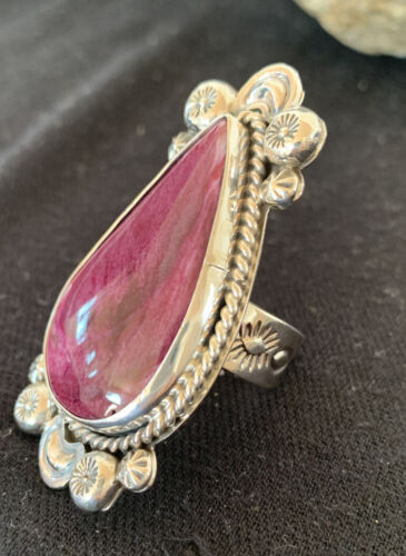 Native American Men's Sterling Silver Purple Spiny Oyster Ring | Sz 11 | 424