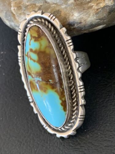 Native American Navajo Sterling Silver Turquoise #8 Ring | Sz 8.5 | 12065 - Masha USA