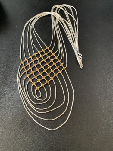 Gold Filled Liquid Silver Heishi Necklace | 7 Strand Sterling Silver Tube | 18" | 12632