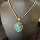 Men's Navajo Pearls Necklace | Sterling Silver | Blue #8 Turquoise Pendant | Authentic Native American Handmade | 10865