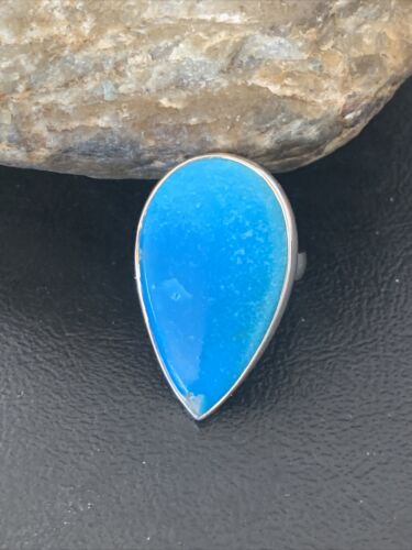 Navajo Women's Blue Kingman Turquoise Ring | Sterling Silver | Sz 9 | Authentic Native American Handmade | 11618