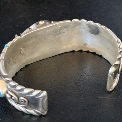 Navajo Sterling Silver Watch Cuff Bracelet | Blue Kingman Turquoise | Authentic Native American Jewelry | 13711