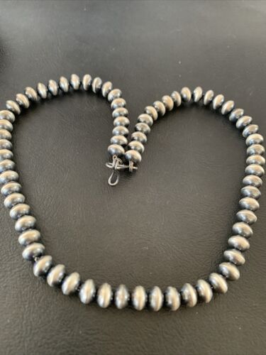 Navajo Pearl Rondelle Necklace | Sterling Silver Beads | Handmade | 17" | 2156