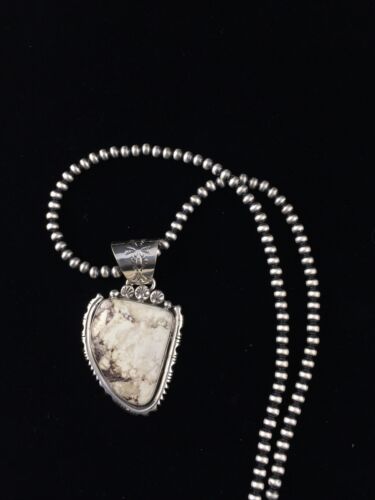 Navajo Wild Horse Turquoise Pendant Necklace | Sterling Silver | Authentic Native American Handmade | 10058