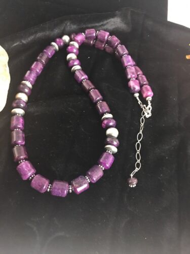 Navajo Purple Sugilite Bead Necklace | Sterling Silver | Authentic Native American Handmade | 18" | 3128