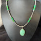 Navajo Green Turquoise Pendant Necklace | Sterling Silver | 21" | Authentic Native American Handmade | 14471