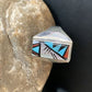 Native American Zuni Men's Spiny Blue Turquoise Ring | Sterling Silver Inlay | Sz 15 | 12425