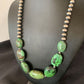 Chunky Navajo Graduated Natural Green Turquoise Necklace | Sterling Silver | Authentic Native American | 18" | 11769