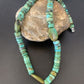 Men's Navajo Green Turquoise Nugget Heishi Bead Necklace | Sterling Silver | Authentic Native American Handmade | 21" | 10220