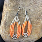 Native American Liquid Silver Heishi Dangle Earrings | Orange Coral | Sterling Silver | 2" | 2033