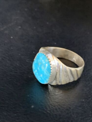 Navajo Blue Kingman Turquoise Ring | Sterling Silver | Sz 10 | Authentic Native American Handmade | 14151