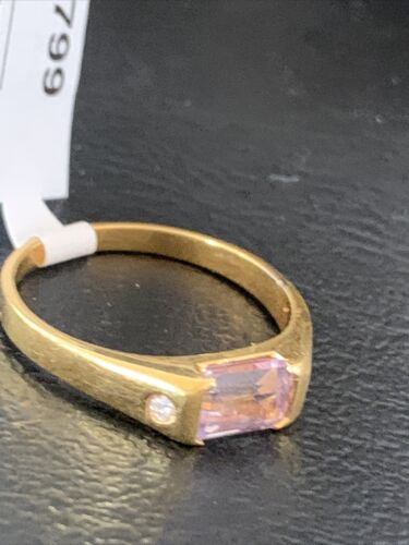 Navajo Women's Purple Amethyst Ring | Sterling Silver Gold Plated | Sz 9 | Authentic Native American Handmade | 01799