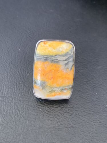 Navajo Bumble Bee Jasper Ring | Sterling Silver | Sz 8 Adjustable | Authentic Native American Handmade | 11539