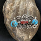 Navajo Kingman Turquoise Coral Ring | Authentic Native American Sterling Silver | Multi-Stone | Sz 8 | 14129