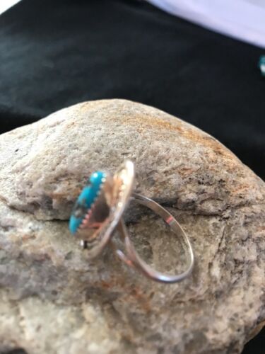 Native American Navajo Kingman Turquoise Ring | Sterling Silver | Sz 8