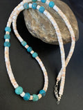 Navajo Pearls Turquoise Nugget Shell Necklace | Sterling Silver | 24" | Authentic Native American Handmade | 12543