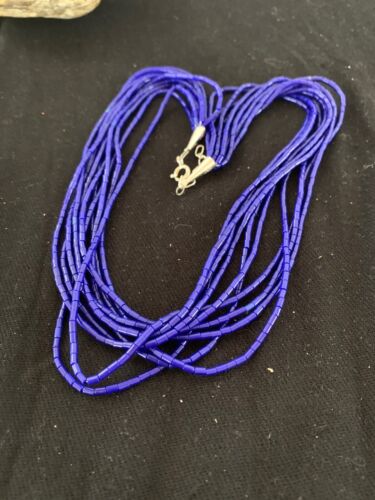 Southwestern Blue Lapis Heishi Necklace | 10 Strand | Sterling Silver | 19" | 2018
