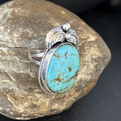 Navajo Blue Turquoise #8 Rings | Sterling Silver | Sz 10 | Authentic Native American Handmade | 14293