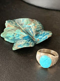 Southwestern Navajo Blue Kingman Turquoise Ring | Sterling Silver | Sz 11 | 14147