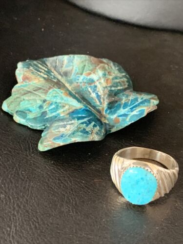 Southwestern Navajo Blue Kingman Turquoise Ring | Sterling Silver | Sz 11 | 14147
